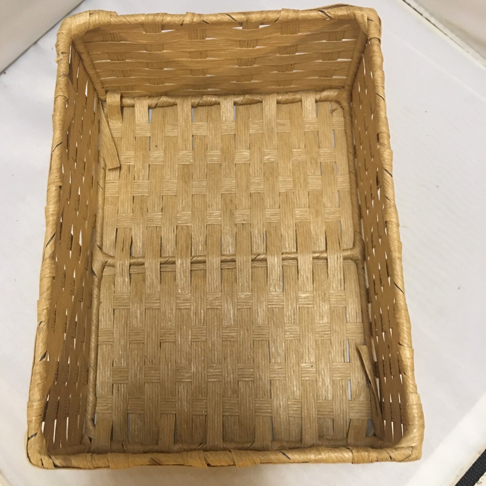 Woven Storage Basket Home Decor 9x6.5x3.5 Tan Rectangular‎ Tray Cottagecore Boho